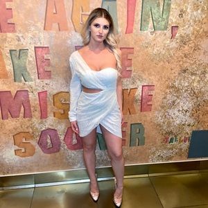 Dressmezee white sequin one shoulder mini dress